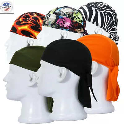 DOO Rags Dew Rag Skull Cap Pirate Hat Cycling Bandana Motorcycle Biker Head Wrap • $6.99