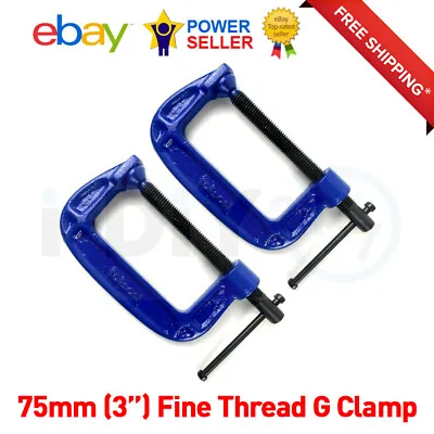 75mm - 3  G Clamp Set Of 2 Heavy Duty Screw G-Clamps For Wood & Metal Work • £9.99