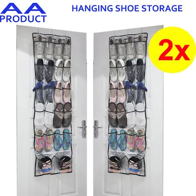 $20.99 • Buy 2pcs 22-Pocket Over Door Hanging Shoe Storage Bag Organiser Rack Holder