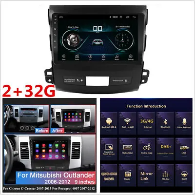9  Car Stereo GPS Navigation WiFi FM DAB BT For 06-12 Mitsubishi Outlander Xl 2 • $173.90