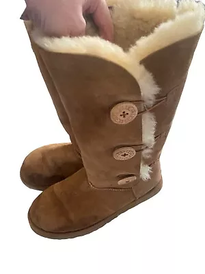 UGG Bailey Button Triplet Tall Women's Boot SN 1873 Brown Size 9 • $39.99