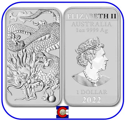 $41.95 • Buy 2022 Australia Perth Mint 1 Oz Silver Dragon Bar Rectangular Coin In Capsule
