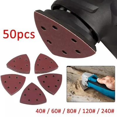 50PCS Triangle Sanding Pads Assorted Sandpaper For Multi Tool Oscillating Loop • $18.53