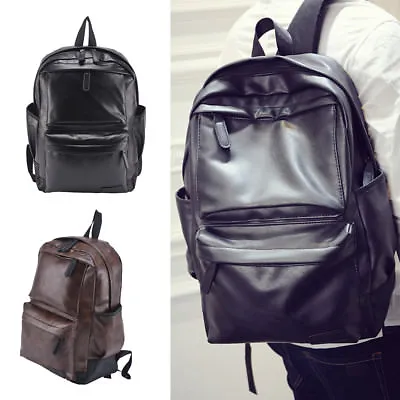 £11.09 • Buy Men Women Leather Backpack Travel Satchel Laptop Rucksack Shoulder School Bag