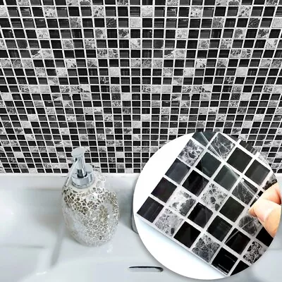 Kitchen Adhesive Mosaic Tile Sticker Bathroom Wall Vinyl Wallpaper PVC Panel 10x • $9.89