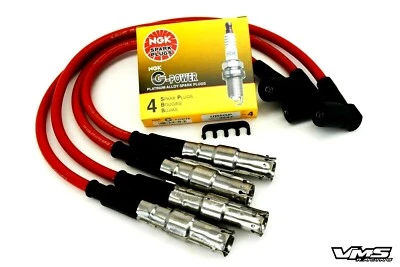 Vms Racing Red Ignition Wires Ngk Platinum Spark Plugs For 98-01 Vw Beetle 2.0l • $64.88