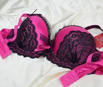 Sexy Bra Padded Pink Sequins Lace Ladies Underwear Lingerie Cup D • $11.09