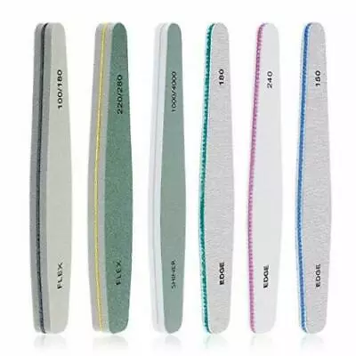 Pro Double Sided Manicure Nail File Emery Boards Buffer Shiner Files Packs Of 6 • $7.99