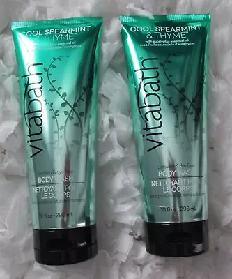 2 X VITABATH COOL SPEARMINT & THYME W/EUCALYPTUS BODY WASH Ea 10 FL OZ 295 ML • $19.99