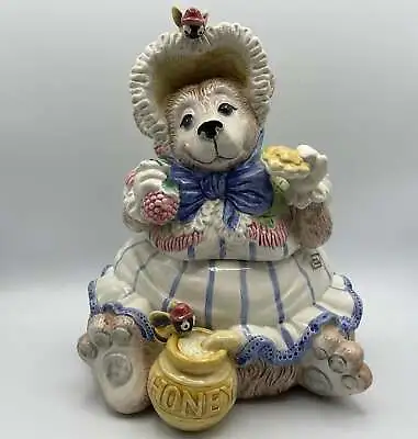 Fitz & Floyd Retired 1991 Mama Bear W/Bonnet Cookie Jar Eating Berries And Cooki • $50