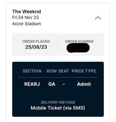 I Ticket To The Weeknd Accor Stadium Sydney. • $350