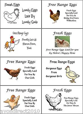 LARGE PERSONALISED CHICKEN HEN EGG BOX LABELS 8 Per Sheet • £2.99