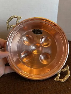 Vintage Solid Copper Escargo Snail / Egg Poacher Pan W/ Brass Handles • $38