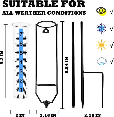 Rain Gauge Detachable Freeze Proof Glass Rain Gauge Outdoor Measuring Meter • £11.41