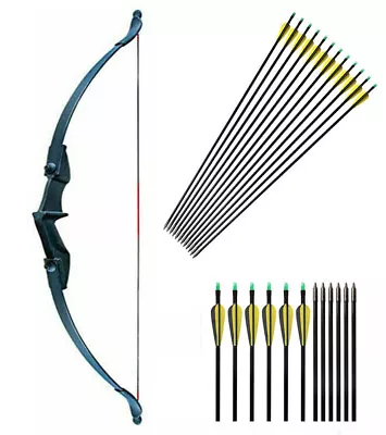 57 In Ambidextrous Takedown Recurve Bow 12Pcs Arrows Set Archery Right Left Hand • $31.99