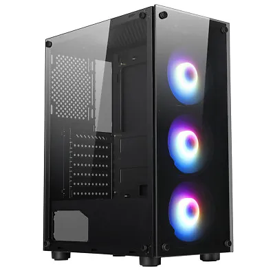 £41.95 • Buy PC GAMING ATX COMPUTER CASE MID TOWER ARGB TEMPERED GLASS IONZ GE330-3
