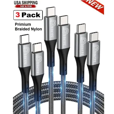 3-Pack Braided USB C  To Type-C Fast Charging Data SYNC Charger Cable 3/6/10FT • $9.99