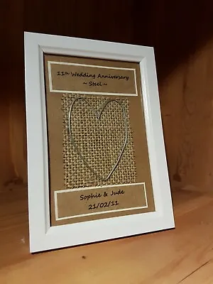 Personalised Handmade 11th Wedding Anniversary Frame Gift. Steel Anniversary.   • £11