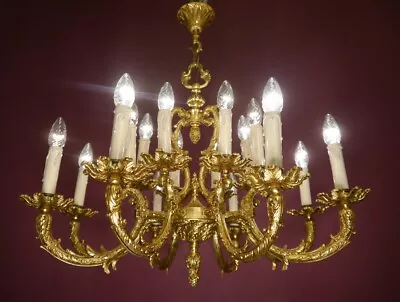 Brass Chandelier Lightings Old Fixtures Spanish 16 Lights Ø 30  • $1199