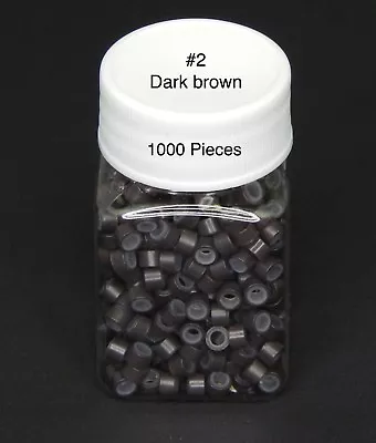 1000 Silicone Micro Link Rings 5mm Lined Beads Hair Extensions Tool Dark Brown • $9.99