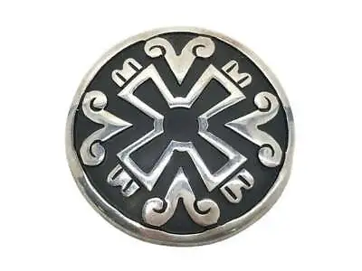 Vintage 1970s Taxco Silver Brooch Pendant Maltese Cross Mayan Sun Symbol Signed • $44.99