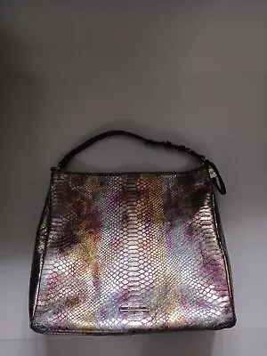 Brahmin Metallic Shoulder Bag Isabella Bronze Purple Leather Large Mimsy  • £133.02
