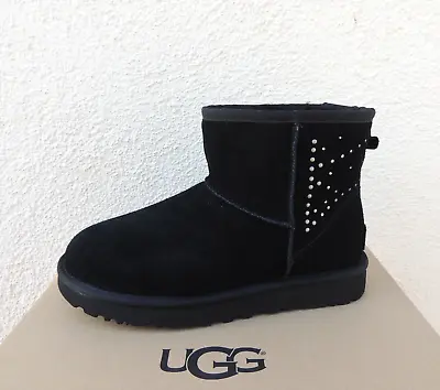 Ugg Black Classic Mini Bling Studded Suede/ Sheepwool Boots Us 11/ Eur 42 ~nib • $99.95