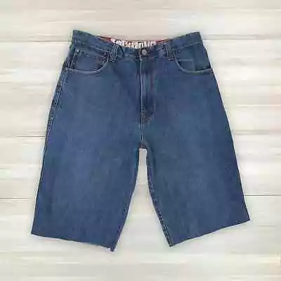 Men's Vintage Raw Blue Infamous Baggy Cutoff Shorts  36x15 • $40