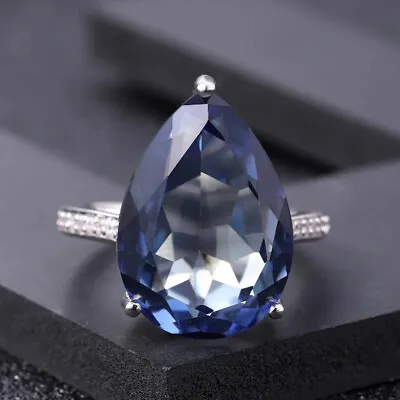 Natural Iolite Blue Mystic Quartz Gemstone 925 Sterling Silver Women Ring • $48.83