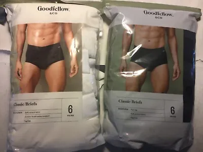 Goodfellow Cotton Stretch Classic Full Rise Brief Men New 6 Pack White Black 2XL • $10.49