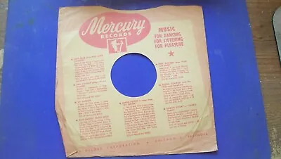 $2.84 • Buy 78 Mercury Record Sleeve Only Vintage Jazz Blues Country