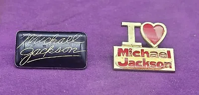 Michael Jackson - Lot Of 2 Vintage 1980s Enamel Lapel Pins. Rare I Heart Pin • $14.99