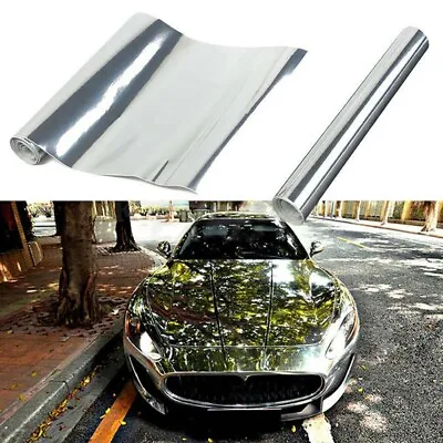 Practical Silver Chrome Mirror Vinyl Wrap Film Sticker Decal 6x60 Inch • £6.46