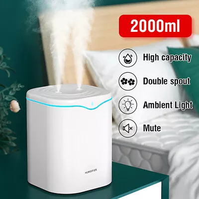 $23.99 • Buy 2000mL Ultrasonic USB Humidifier Air Purifier Aroma Oil Mist Diffuser LED Light