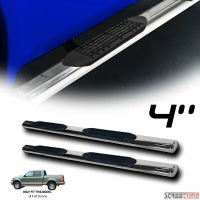 For 01-03 Ford F150 Supercrew/Crew Cab 4  Oval Chrome Side Step Nerf Bars Board • $194