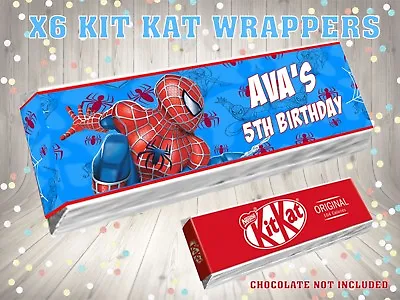 X6 PERSONALISED CHOCOLATE BAR WRAPPERS SPIDERMAN Party Bag Filler U Choose • £1.49