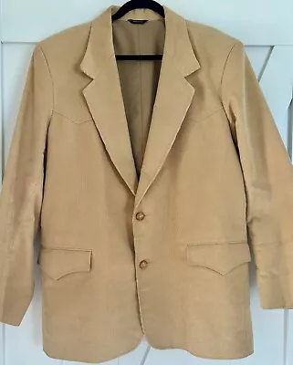 EUC Pioneer Wear Western Style Blazer Jacket Honey Cord XL 48 Leather Patches • $39