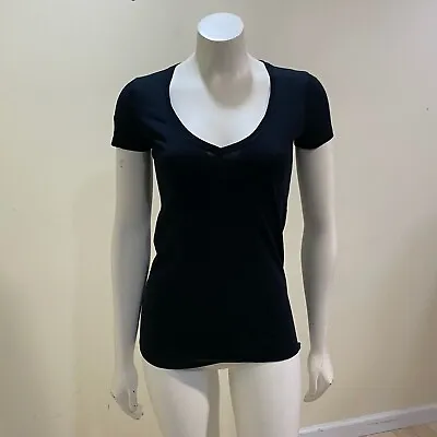 Martin + Osa T Shirt Women's XS Black Cotton V Neck Short Sleeve Top  • $13.49