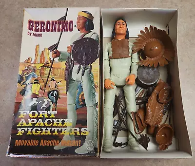 Vintage GERONIMO Marx Johnny West Fort Apache Fighters Indian Figure Box & Acc • $125