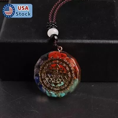 $7.40 • Buy Orgonite Necklace Natural Stone Pendant Sacred Geometry Chakra Healing Necklace