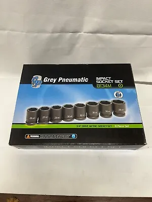 Grey Pneumatic 8134M 3/4  Drive 6 Point Metric 8 Piece Socket Set With Case • $82.50