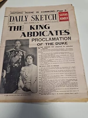 DAILY SKETCH The King  Abdicates Dec 11th 1936 ORIGINAL NEWSPAPER • £25