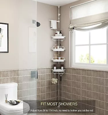 4 Layer Bathroom Organizer Wall Rack Caddy Corner Storage Shelf Pole Shower Bath • $28.99