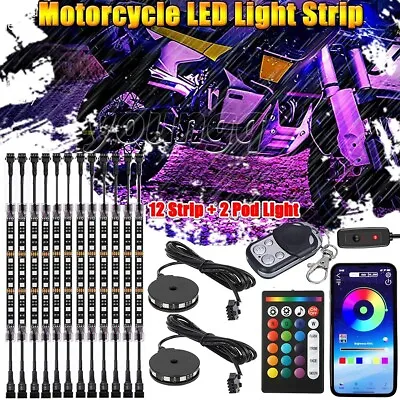 RGB Bluetooth APP Motorcycle LED Light Accent Glow Neon Strip Music Control Kit • $59.95