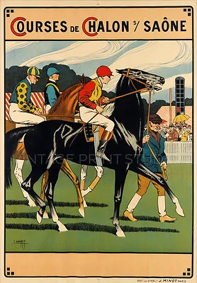 Chalon Saone 1911 Vintage Horse Racing French Art Deco Matte Poster Print 20x29 • $49