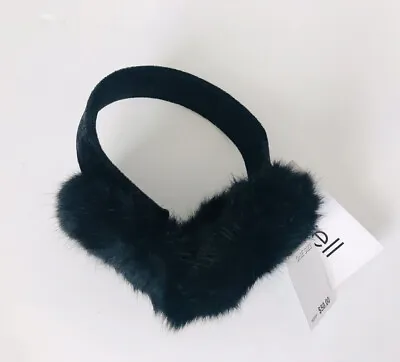 Surell Womens Velvet Band Genuine Rabbit Fur Earmuffs Black O/S NWT • $39.99
