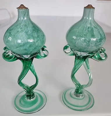 A Pair Of Hand Blown Glass Oil Burners 210mm Tall 70mm Wide • £16.99