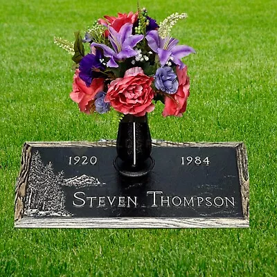 Handmade Cemetery Vase Memorial Flowers Pink Purple  Silk Vase Arrangement • $45