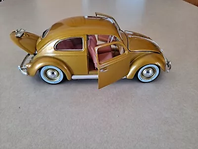 Volkswagen Beetle Oval Window 1955 GOLD- Burago 1/18 Scale: 1000000th Edition • $24.95