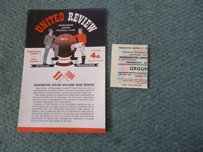 £16 • Buy Man Utd V Real Madrid 1957 European Cup Semi Final Football Programme + Ticket